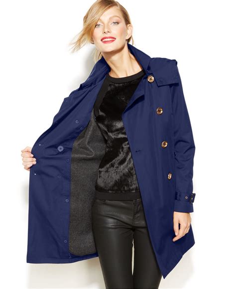 michael kors trenchcoat blue|michael kors winter coat women.